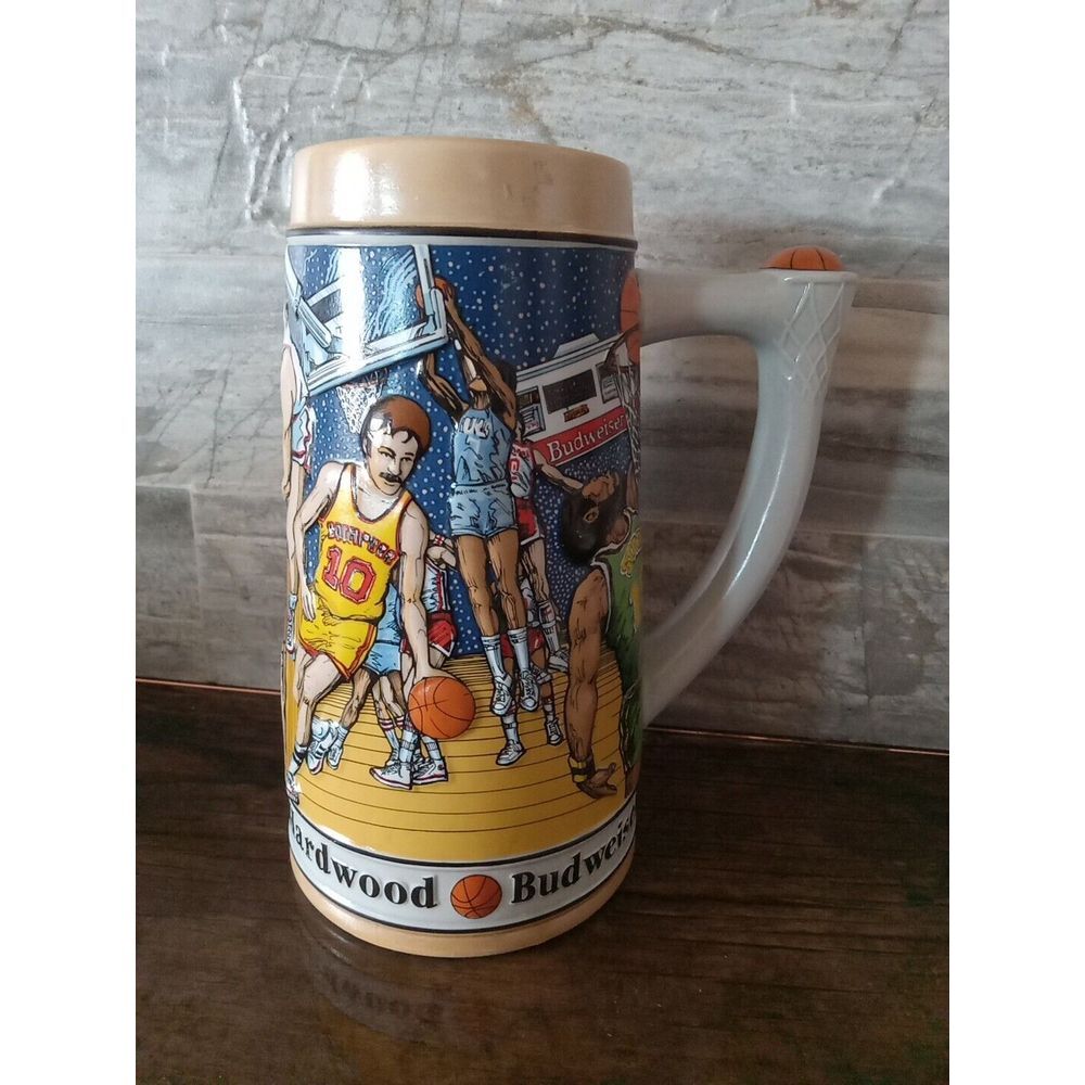 Budweiser Beer Stein Mug Basketball Unique Mens Gift 90s memorabilia Collector